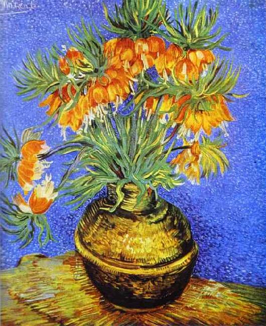 Vincent Van Gogh Crown Imperial Fritillaries in Copper Vase Sweden oil painting art